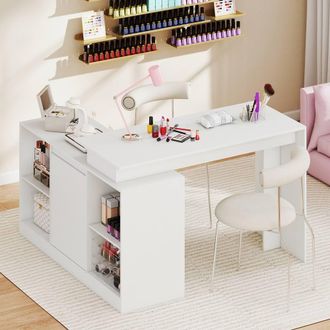 Costway Costway L-shaped Wooden Computer Desk 120 CM Reversible Corner Writing Desk in White