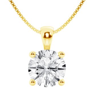 Grown Brilliance 1 1/2 Carat Round Lab Grown Diamond Solitaire Pendant in 14K Yellow Gold, IGI Certified, Prong Set, E-F Color, VS Clarity