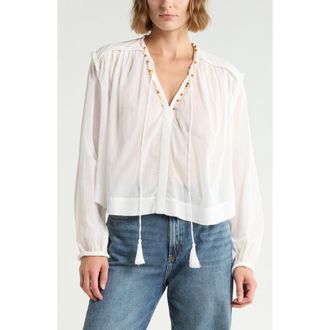 Joie Long Sleeve Embroidered Top in White at Nordstrom Rack, Size X-Small