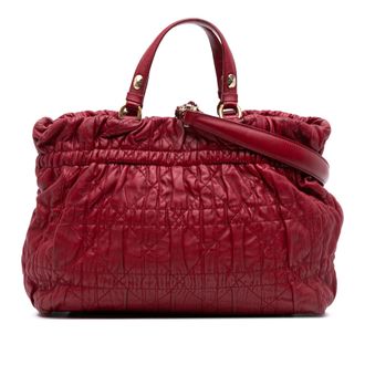 Dior Red Lambskin Gaufre Cannage Delices Tote