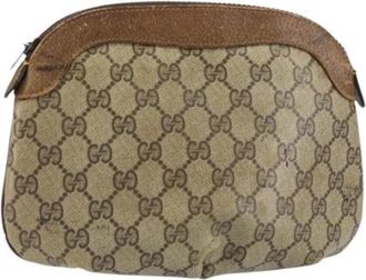 Gucci Pre-owned Clutches, female, Beige, Size: ONE SIZE Pre-owned Canvas Pouch