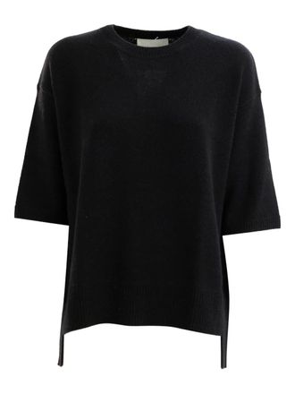 Lisa Yang Trui met korte mouwen en strik - Zwart