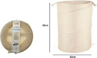 Trade Shop Trade Shop - Cesto Contenitore Porta Biancheria Bucato Giochi Pieghevole 42x50 Cm Beige 79853