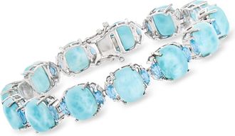Ross-Simons Larimar and Swiss Blue Topaz Bracelet in Sterling Silver