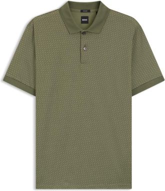 BOSS Mercerized-cotton polo shirt with two-tone monograms