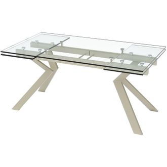 Vente-Unique Tavola da pranzo allungabile da 6 a 8 persone in vetro temperato e metallo beige - Trasparente - VELIKA