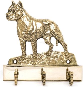 OEM American Staffordshire Terrier, Amstaff, Amstaf: Colgador De Llaves Con Perro, Soporte De Lat&oacute;n Para Accesorios De Perros, Elegante Decoraci&oacute;n De Pasi