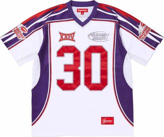 SUPREME Sudden Death Football Jersey White Purple Red SUP-SS24-177