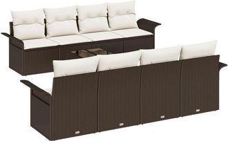 vidaXL Garden Sofa Set 9 pcs Brown Poly rattan Vidaxl
