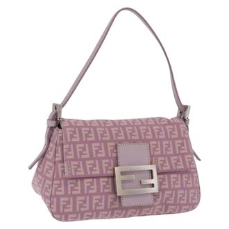 Fendi Baguette Zucchino Canvas Purple Canvas Handbag (Pre-Owned)