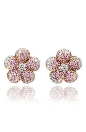 Suzy Levian Sapphire & Diamond Flower Stud Earrings in Pink at Nordstrom Rack