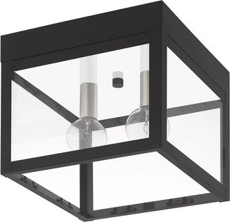 Livex Lighting 2-Light Black Outdoor Ceiling Mount
