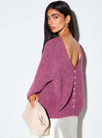 Icone Womens Pearly buttons reversible Cardigan Sweater