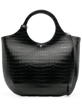 Courrèges Borsa tote con effetto coccodrillo - Nero