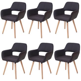 Hhg Hhg - Juego De 6 Sillas De Comedor 429 Ii, Silla De Cocina, Dise&ntilde;o Retro A&ntilde;os 50, Polipiel, Marr&oacute;n, Patas Claras