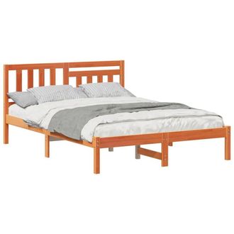 Berkfield Home Modern with Headboard Wax brown 135 x 190 cm Solid pine wood in Tan