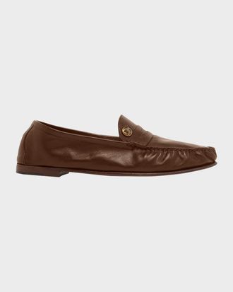 Versace Men & apos;s Medusa Leather Moc-Toe Loafers