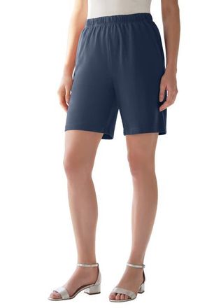 Roaman's Plus Size Soft Knit Pull-On Short in Navy at Nordstrom, Size Medium