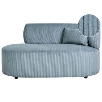 Beliani Chaise Longue Para Sala De Estar Tapizado En Pana Con Coj&iacute;n Decorativo Versi&oacute;n Derecha Azul Vanvey