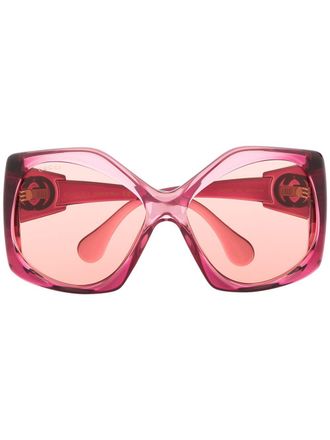 Gucci angular-frame oversized sunglasses - women - Acetate - 62 - Pink