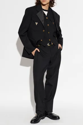 Versace Wool Vest With Appliqu&eacute;s, Mens, Black
