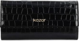 Kazar Leren Portemonnee met Reli&euml;f - Dames - Portefeuilles - Zwart - ONE Size - Leer - Accessoires