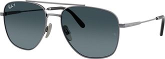 Ray-Ban WILLIAM TITANIUM Polarized Blue Gradient Navigator Unisex Sunglasses RB8097 165/S3 59