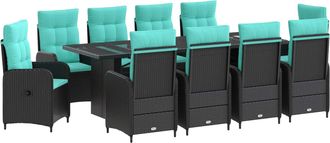 vidaXL Juego De Comedor Para Exteriores 11 Uds. Negro Y Turquesa Vidaxl