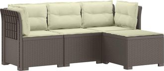 vidaXL Sof&aacute; De Jard&iacute;n Para 4 Personas Con Cojines Y Dise&ntilde;o De Rattan Vidaxl
