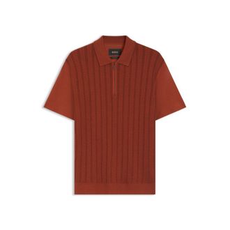 BOSS Cotton-silk polo shirt with zip neck