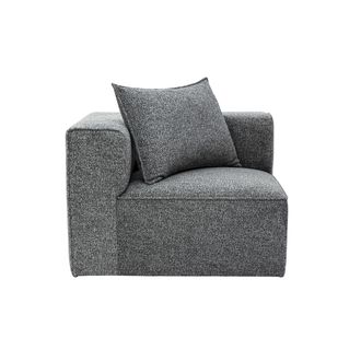 Miliboo Miliboo - M&oacute;dulo De Esquina Izquierda Para Sof&aacute; De Tela Jaspeada Gris Oscuro Kerry