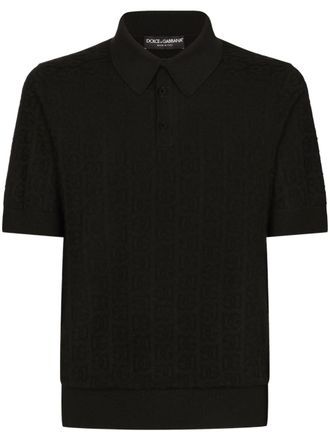 Dolce & Gabbana Polo con monogramma jacquard - Nero