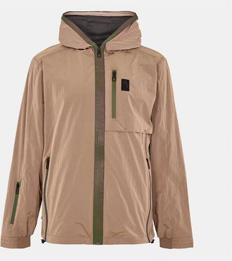 Luke 1977 Mens Happy Archive Solid Patterned Hooded Hybrid Jacket - Brown - Size: 34/Regular