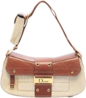 Dior Pre-owned Street Chic Canvas Leather Shoulder Bag - Dames - Vintage Schoudertas - Beige - ONE Size - Leer - Vintage