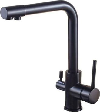 OEM Grifo De Cocina De 3 V&iacute;as, Mezclador De Cocina Con Sistema De &Oacute;smosis Inversa, Grifo De Alta Presi&oacute;n 3 En 1, Grifo Para Beber Con 2 Palancas, Negro