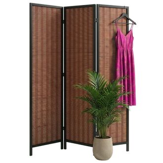 Relaxdays Relaxdays Biombo Separador De Ambientes 3 Paneles Plegable (al X An): 170 X 120 Cm, Bamb&uacute;, Sal&oacute;n, Para Interiores Marr&oacute;n
