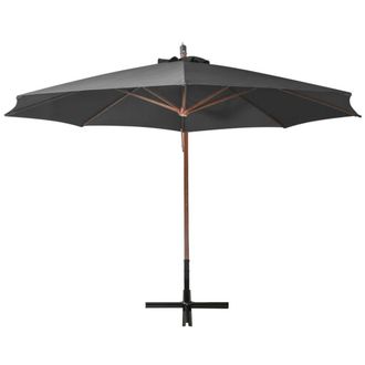 Berkfield Home Hanging Parasol with Pole Anthracite 3.5x2.9 m Solid Fir Wood in Black
