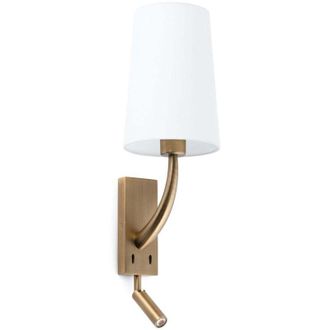 Faro Barcelona Rem Aplique De Pared Oro Viejo Mate/blanca Con Lector Led 29683-19