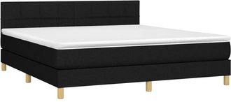 vidaXL Vidaxl - Cama Box Spring Con Colch&oacute;n Led Tela Negro 180x200 Cm