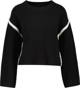 Oui Truien & Vesten, Dames, Zwart, S, Ronde hals gebreid