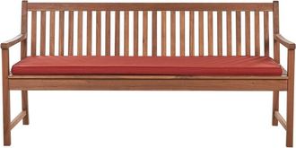 Beliani Beliani - Banco De Jard&iacute;n 3 Plazas Listones Patio Cl&aacute;sico Madera De Acacia Certificada Coj&iacute;n Rojo Vivara