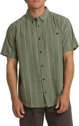 Billabong All Day Jacquard Short Sleeve Button-Down Shirt in Granite Green at Nordstrom, Size X-Large