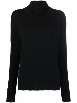 Kristensen Du Nord cowl-neck tonal jersey - women - Cotton/Cashmere/Elastane - 0 - Black