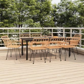 vidaXL Juego De Comedor De Jard&iacute;n 9 Piezas Rat&aacute;n Sint&eacute;tico Vidaxl