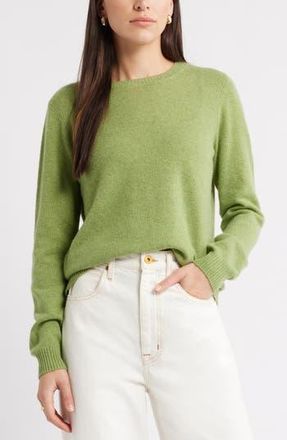 Caslon Cashmere Crewneck Sweater in Olive Epsom at Nordstrom Rack, Size Small