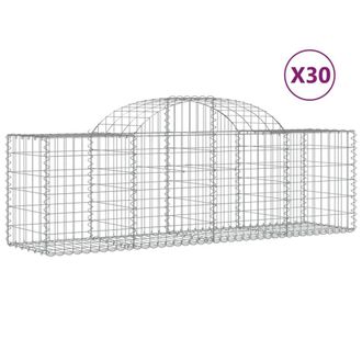 Berkfield Home Arched Gabion Baskets 30 pcs 200x50x60/80 cm Galvanised Iron in Silver