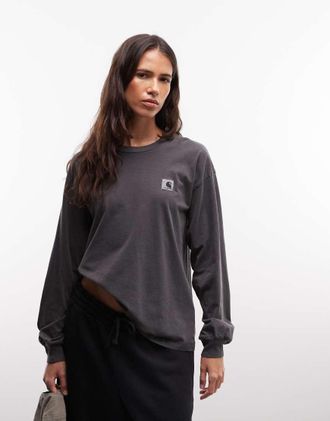 Carhartt Work in Progress Nelson - T-shirt a maniche lunghe nera-Nero