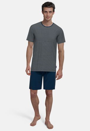 Tom Tailor Shorty TOM TAILOR Longford, Herren, Gr. 58 (XXXL), blau, Single Jersey, Obermaterial: 60% Baumwolle, 40% Polyester, bequem kurz, Rundhals, Homewear-Se