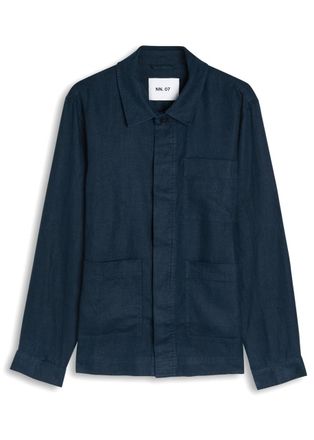Nn.07 Olav Linen Overshirt Jacket - Navy - XL