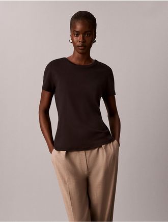 Calvin Klein Womens Cotton Crewneck Tee - Black - XS